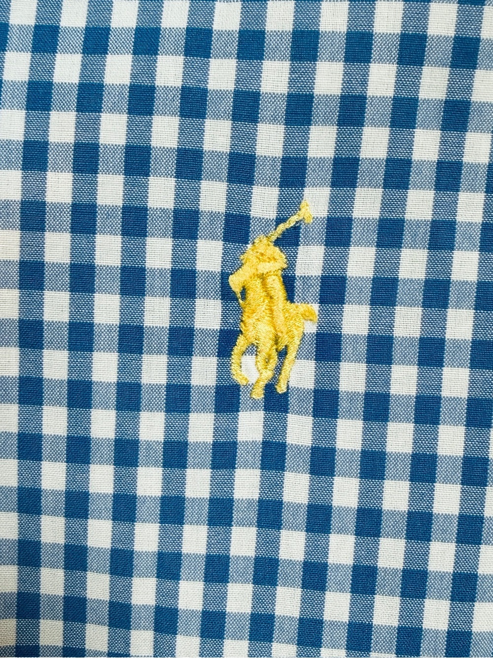 Ralph Lauren Men’s Blue Gingham Yellow Pony Button-Down Long Sleeve Shirt Sz XL